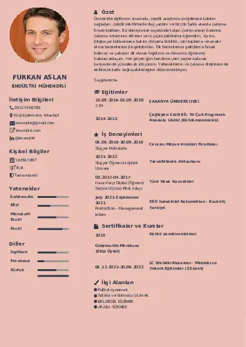Endüstri Mühendisi CV Örnekleri cv indir